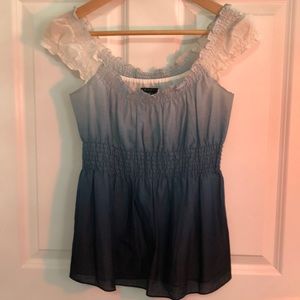 Theory blue ombré blouse